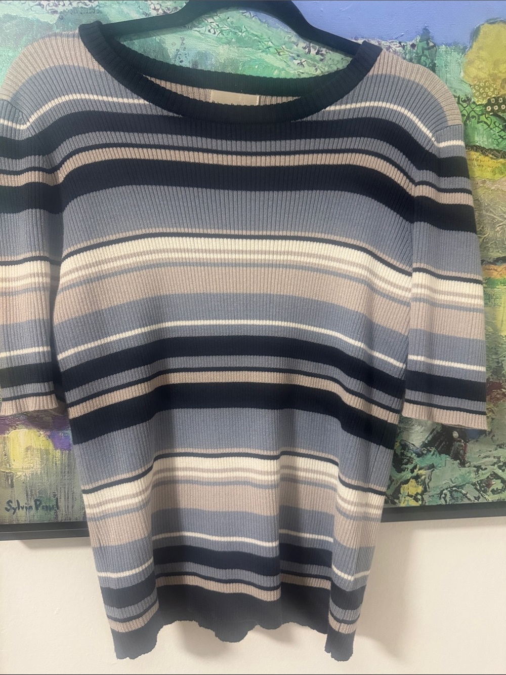 Elbow Length Striped Sweater